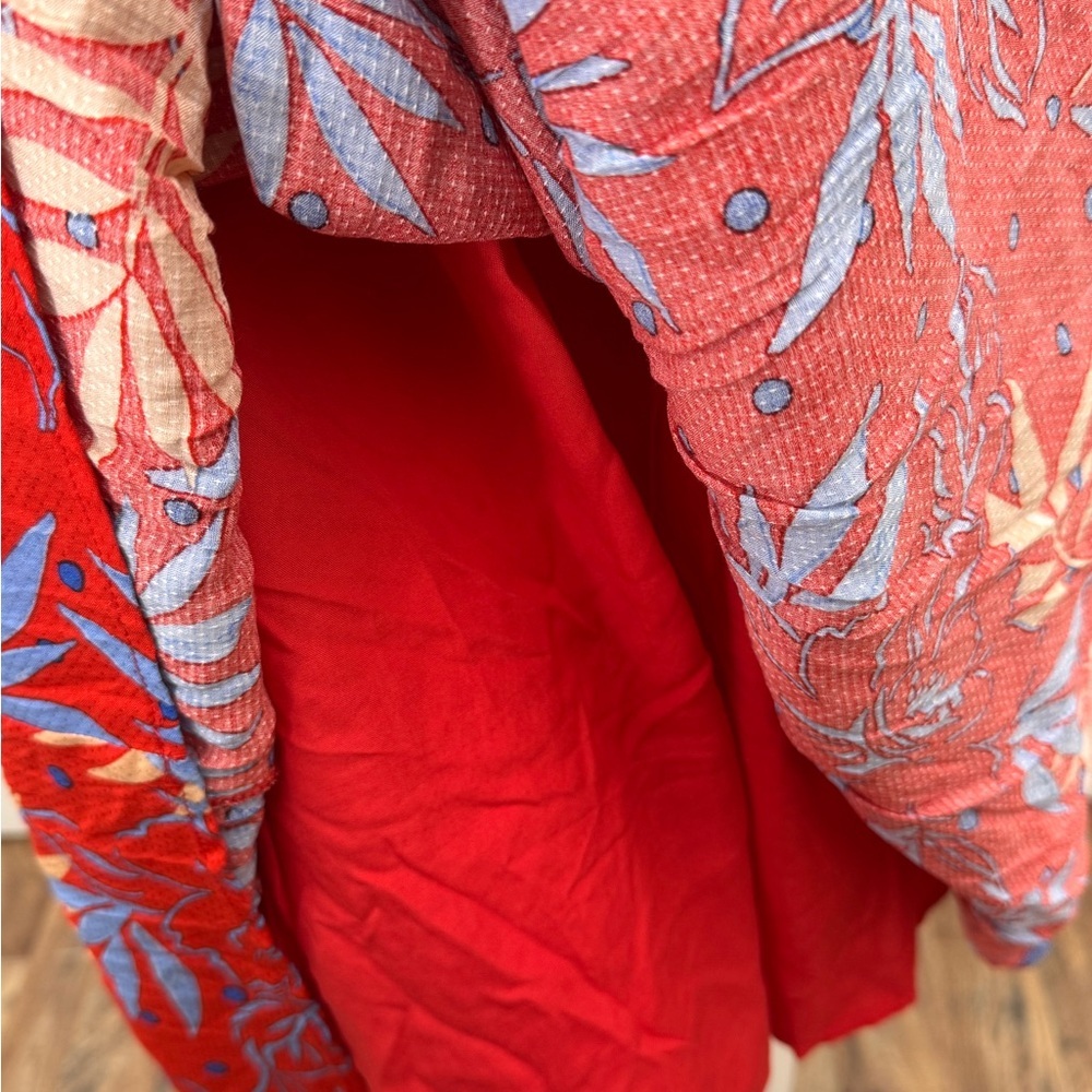 Lost + Wander Red Floral Smocked Midi Dress NWT Size XS Boho Romantic - Picture 4 of 16